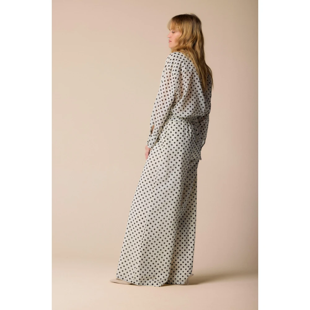 Kocca Wijde pijpen polka dot broek Beige Dames