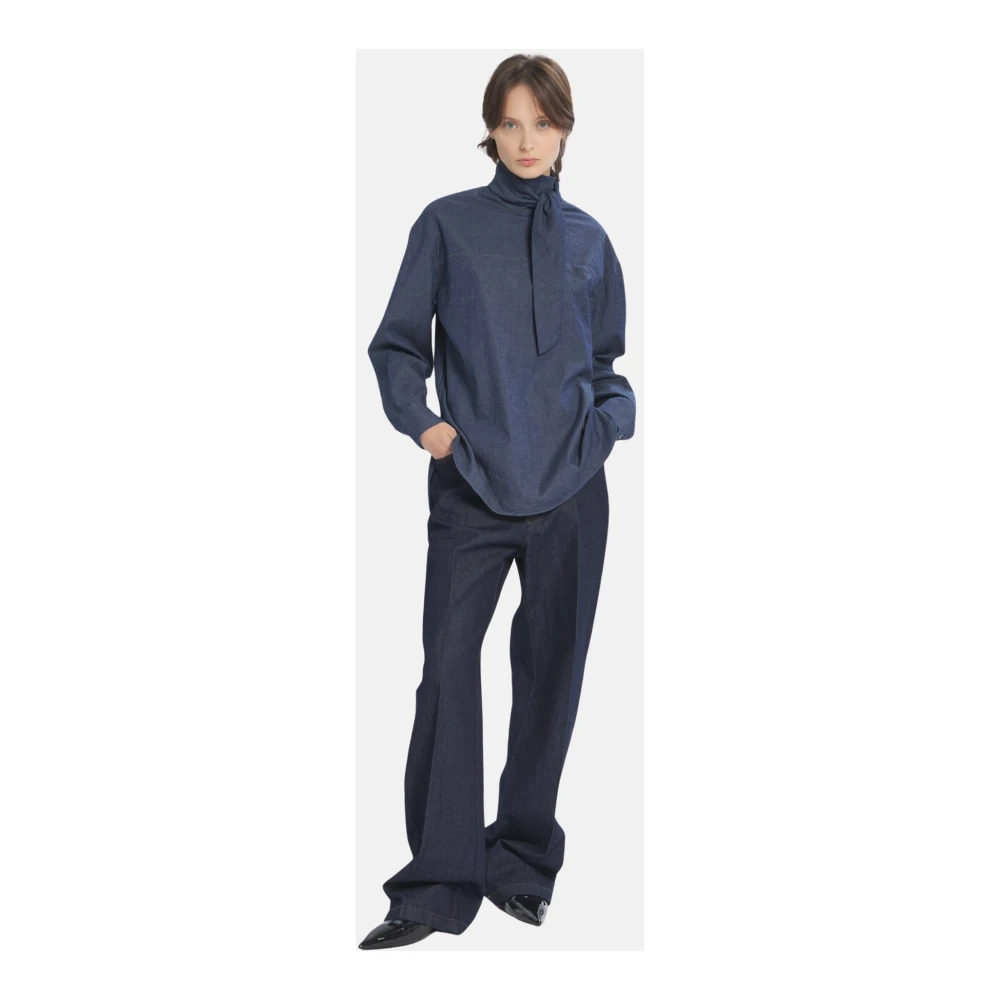 Barena Venezia Wijde denim rinse broek Blue Dames