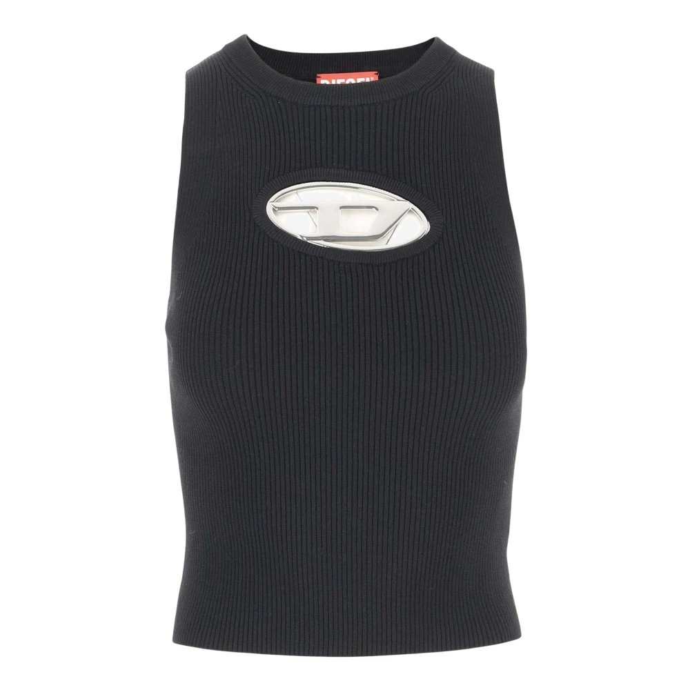 Diesel Zwarte Mouwloze Tanktop met Uitsnijding Black Dames