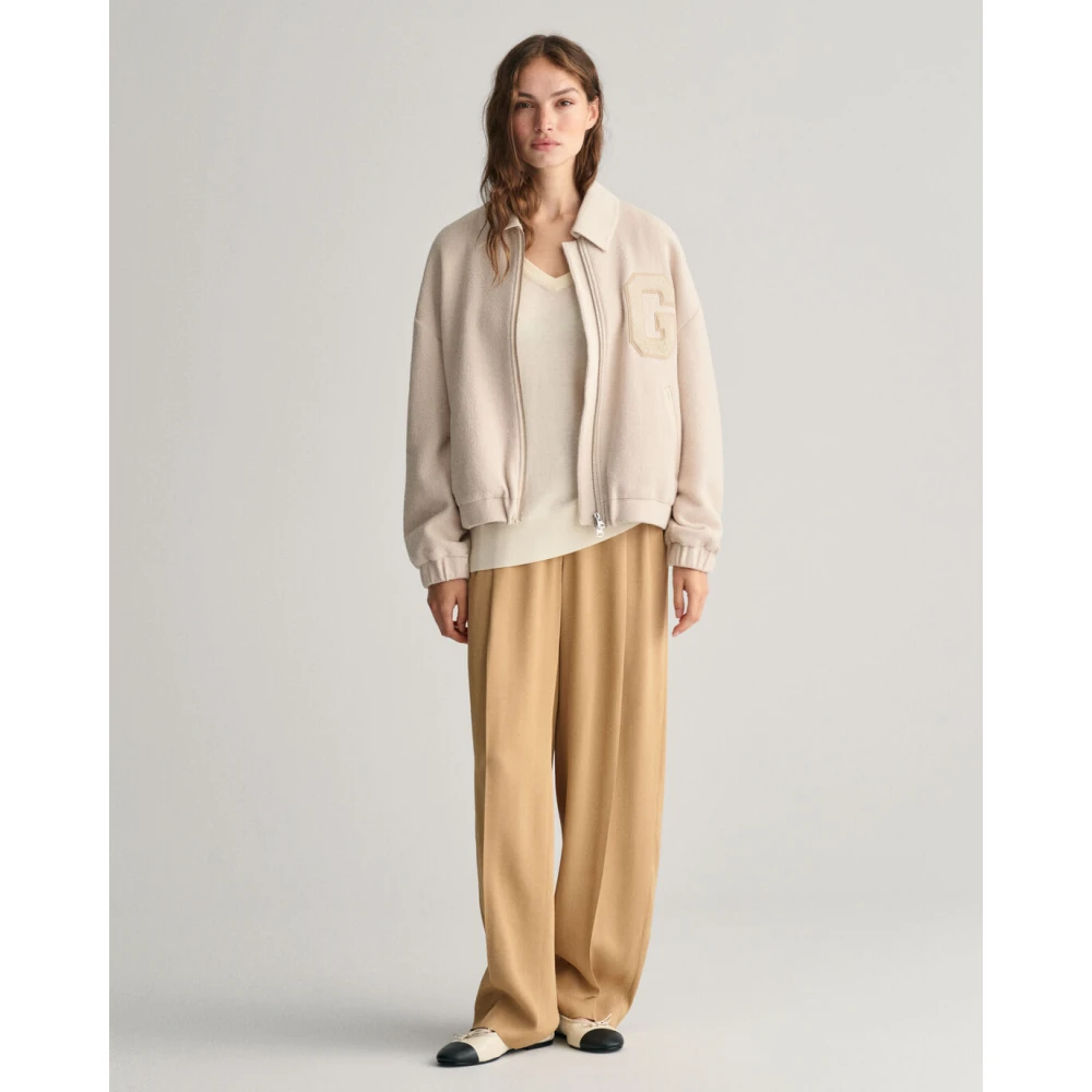 Gant Katoen Modal V-Hals Trui Beige Dames