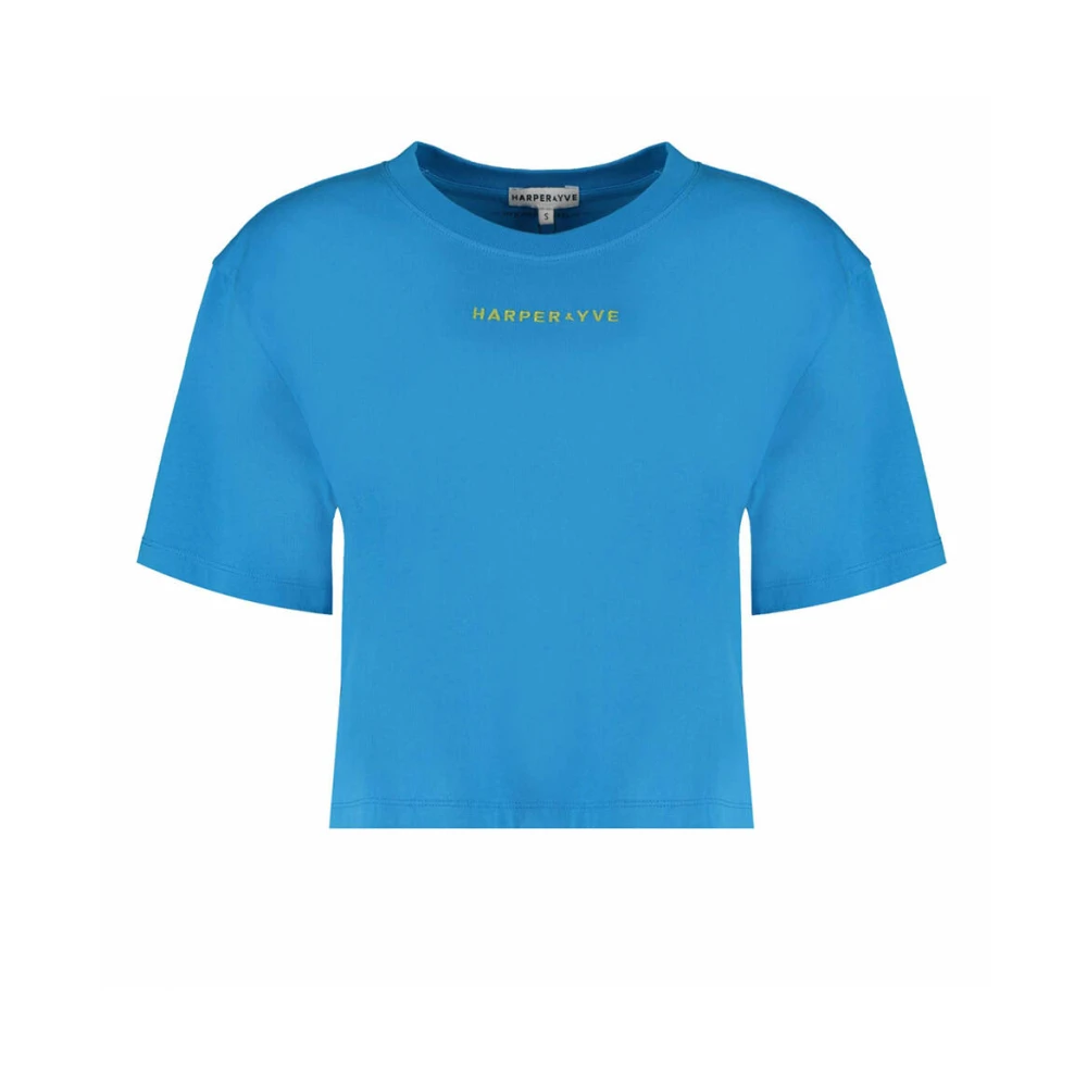 Harper & Yve Logo Cropped T-shirt voor vrouwen Blue Dames
