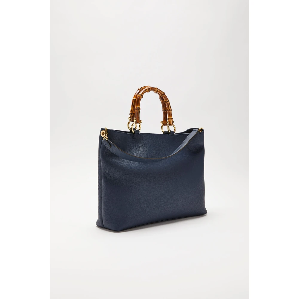 Biagini Bamboe Leren Tas Blue Dames