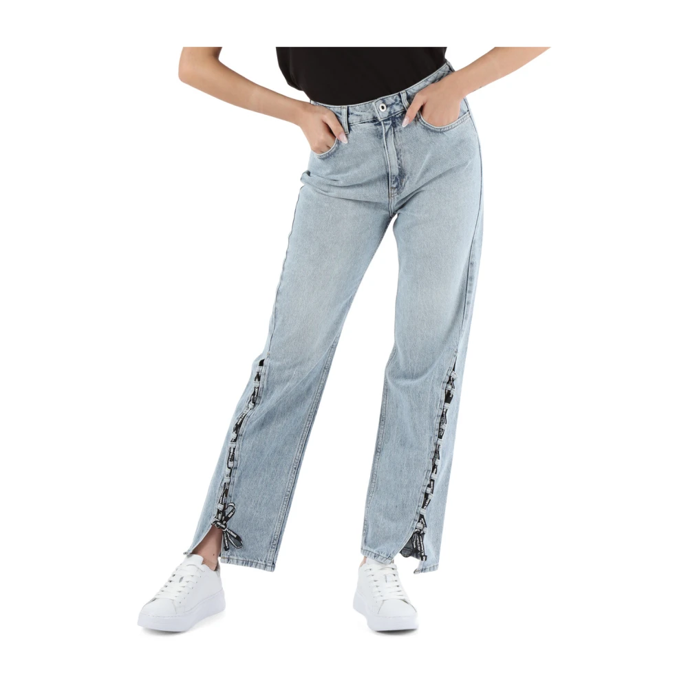 Karl Lagerfeld High Rise Straight Jeans met Vijf Zakken Blue Dames