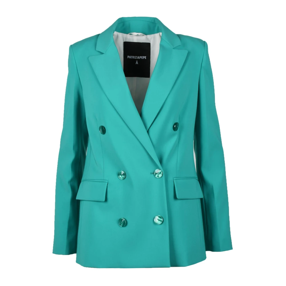 PATRIZIA PEPE Elegante Jas met Polyester en Elastaan Green Dames