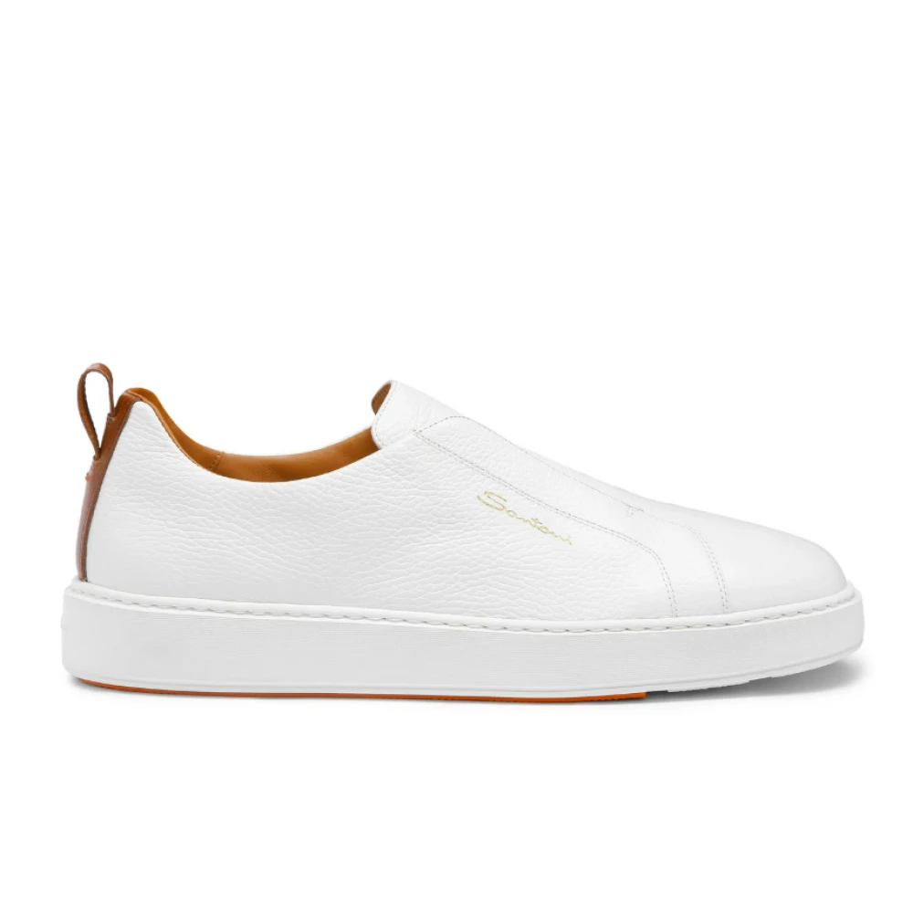 Santoni Leren Slip-on Sneakers Heren Schoenen Wit
