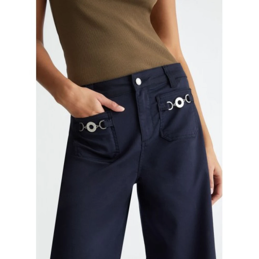 Liu Jo Blauwe Flared Bottom Up Broek Blue Dames