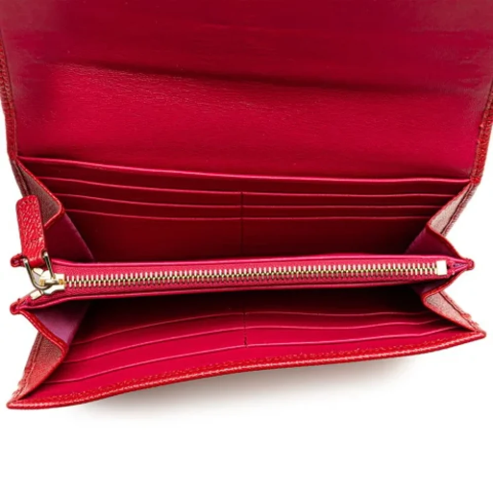 Bvlgari Vintage Pre-owned Leather wallets Red Dames
