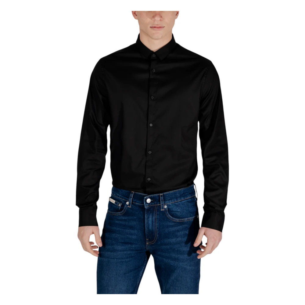 Armani Exchange Overhemd met lange mouwen Black Heren