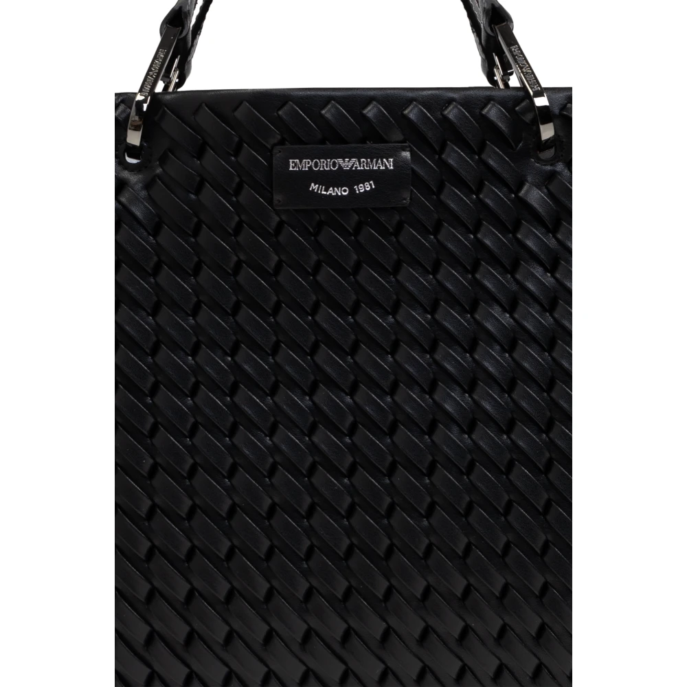 Emporio Armani Leren shopper tas Black Dames