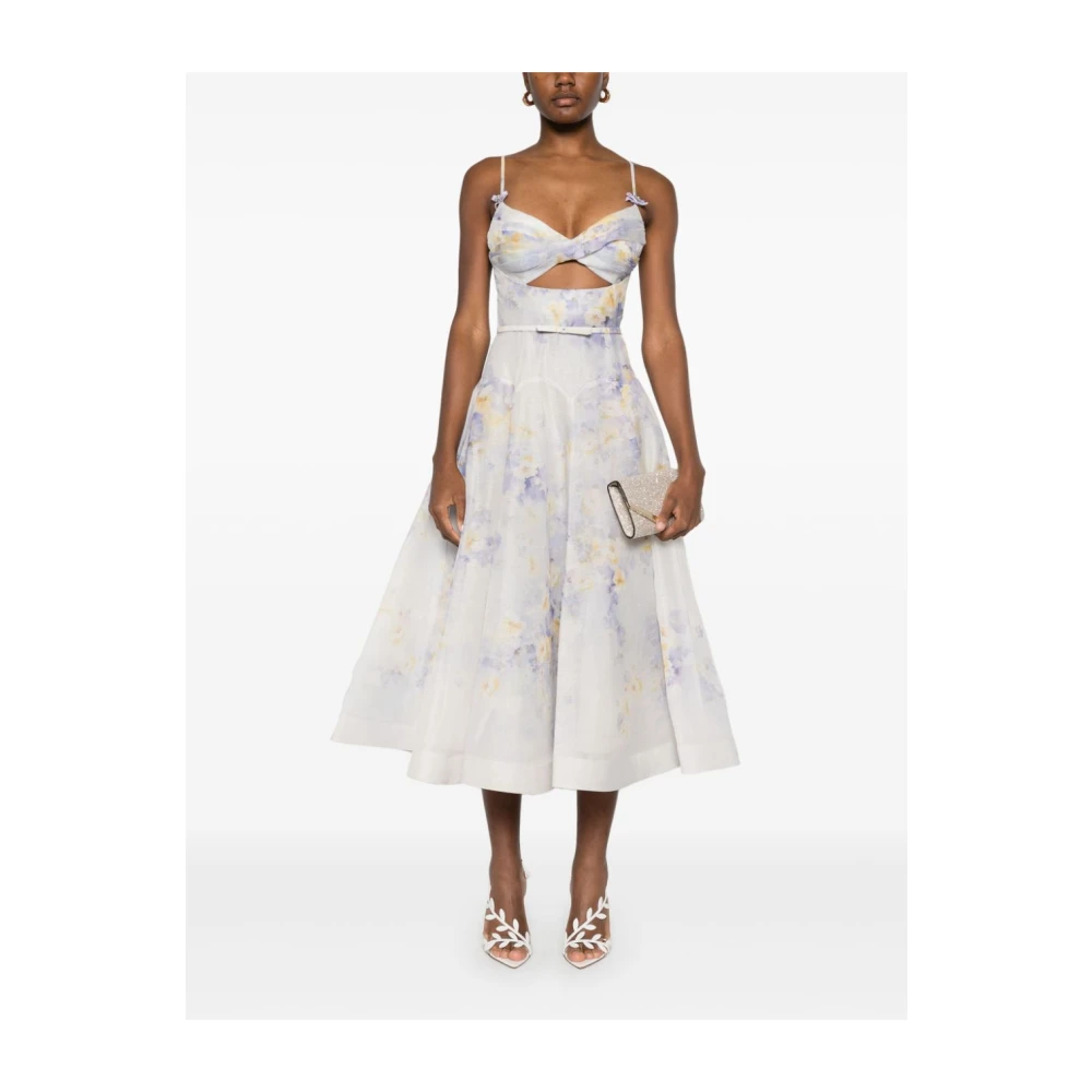 Zimmermann Witte Sweetheart Neck Jurk Multicolor Dames