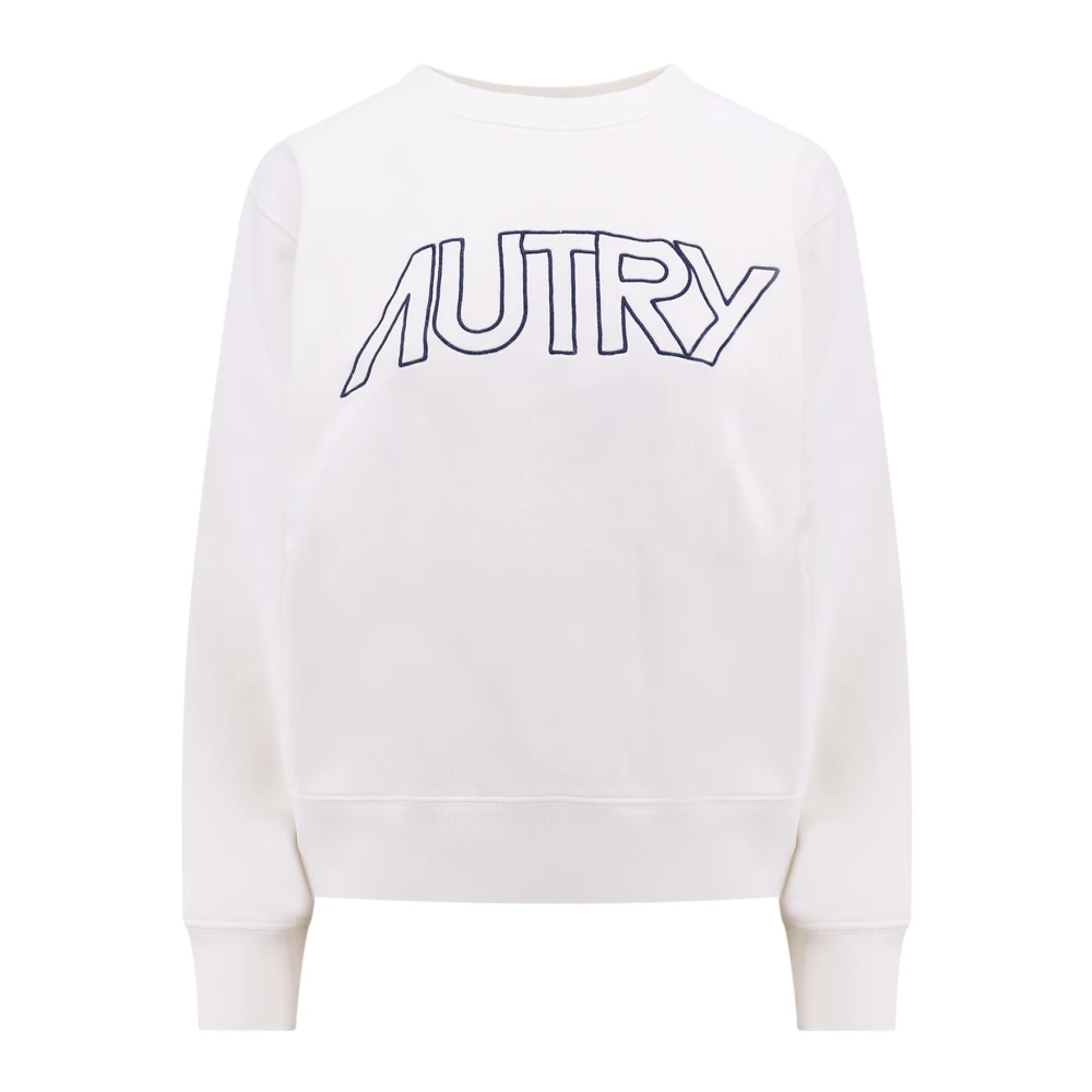Autry Witte Katoenen Sweatshirt met Geborduurd Logo White Dames