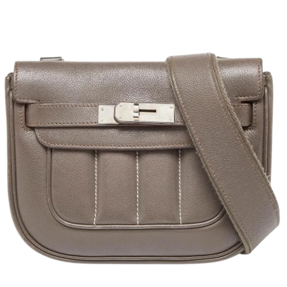 Hermès Vintage Pre-owned Leather shoulder-bags Gray Dames