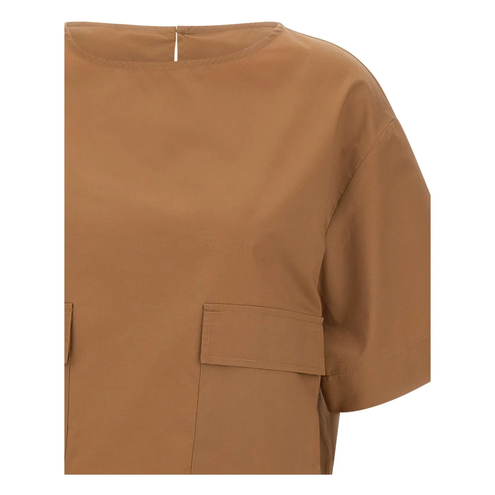 Kaos Bruine Poplin Blouse met Raglan Schouders Brown Dames