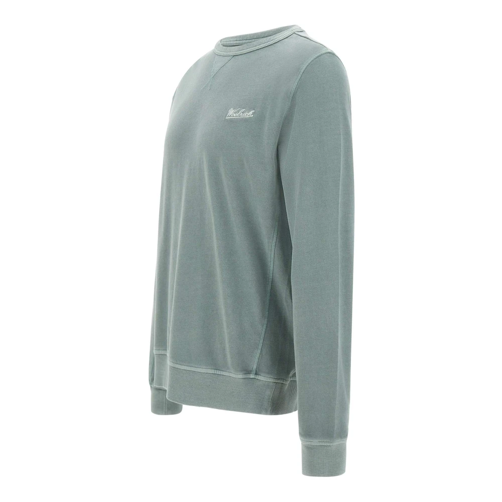 Woolrich Groene Garment Dyed Katoenen Sweatshirt Green Heren