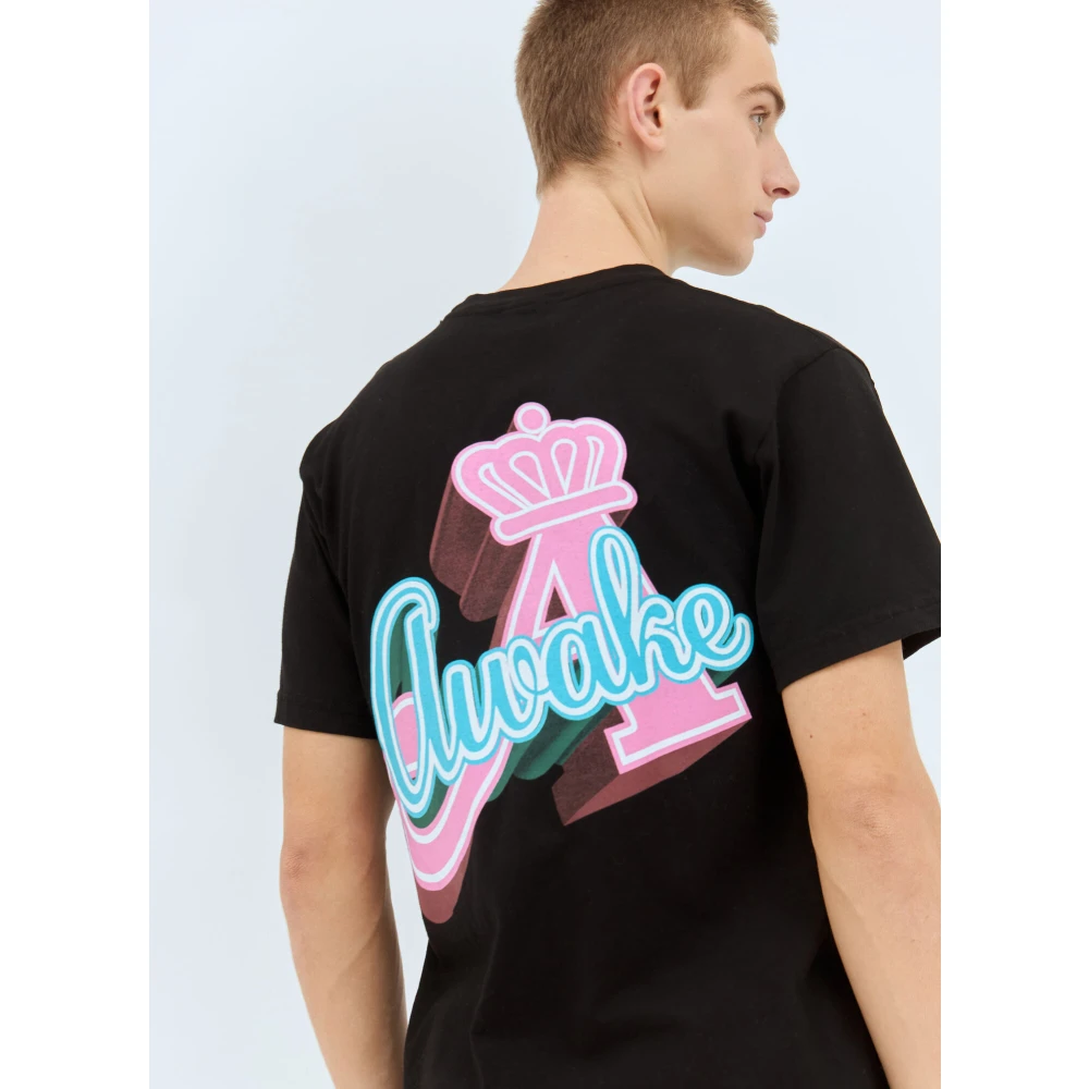 Awake NY Katoenen Jersey Kroon Grafisch T-shirt Black Heren