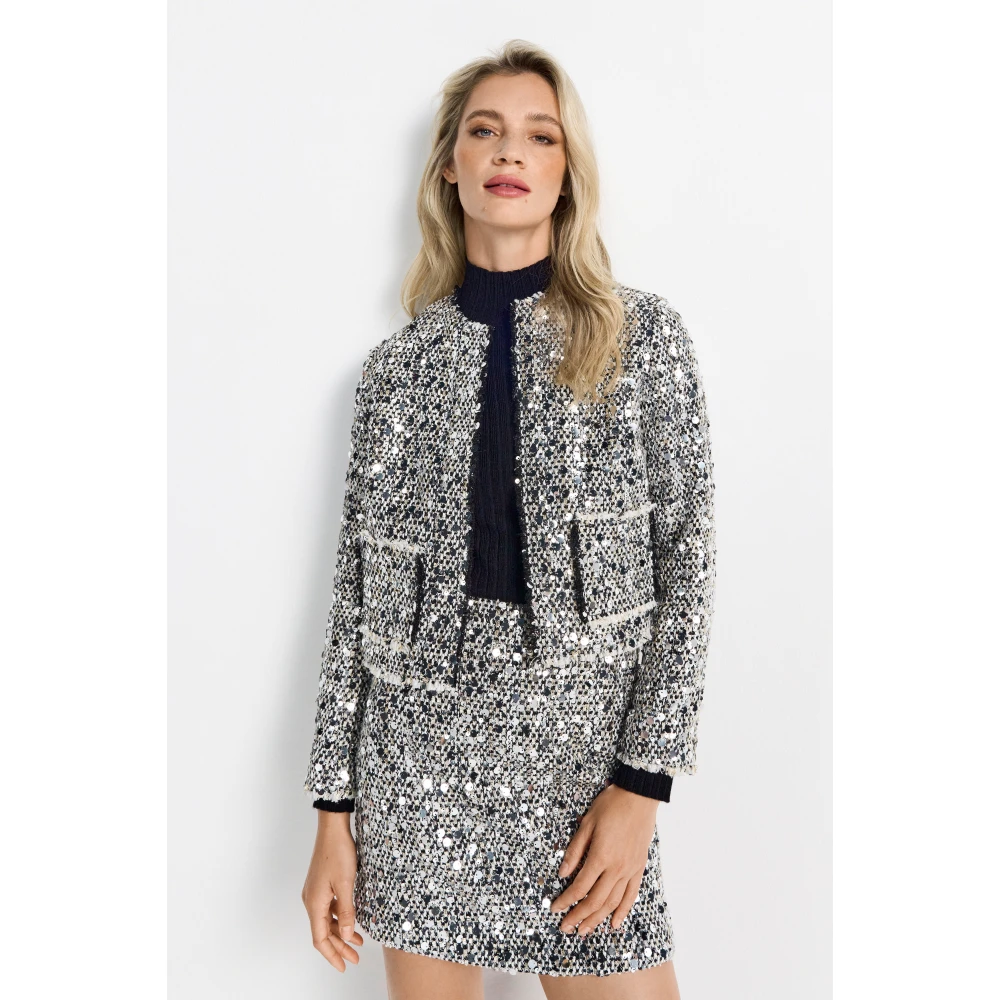 Rich & Royal Pailletten Tweed Jas Gray Dames