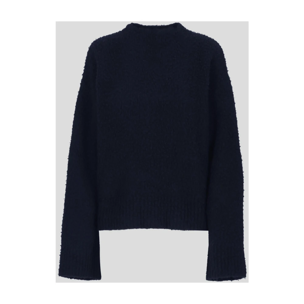 UMA Wang Gebreide Longsleeve Top in Gemengde Wol Blue Heren