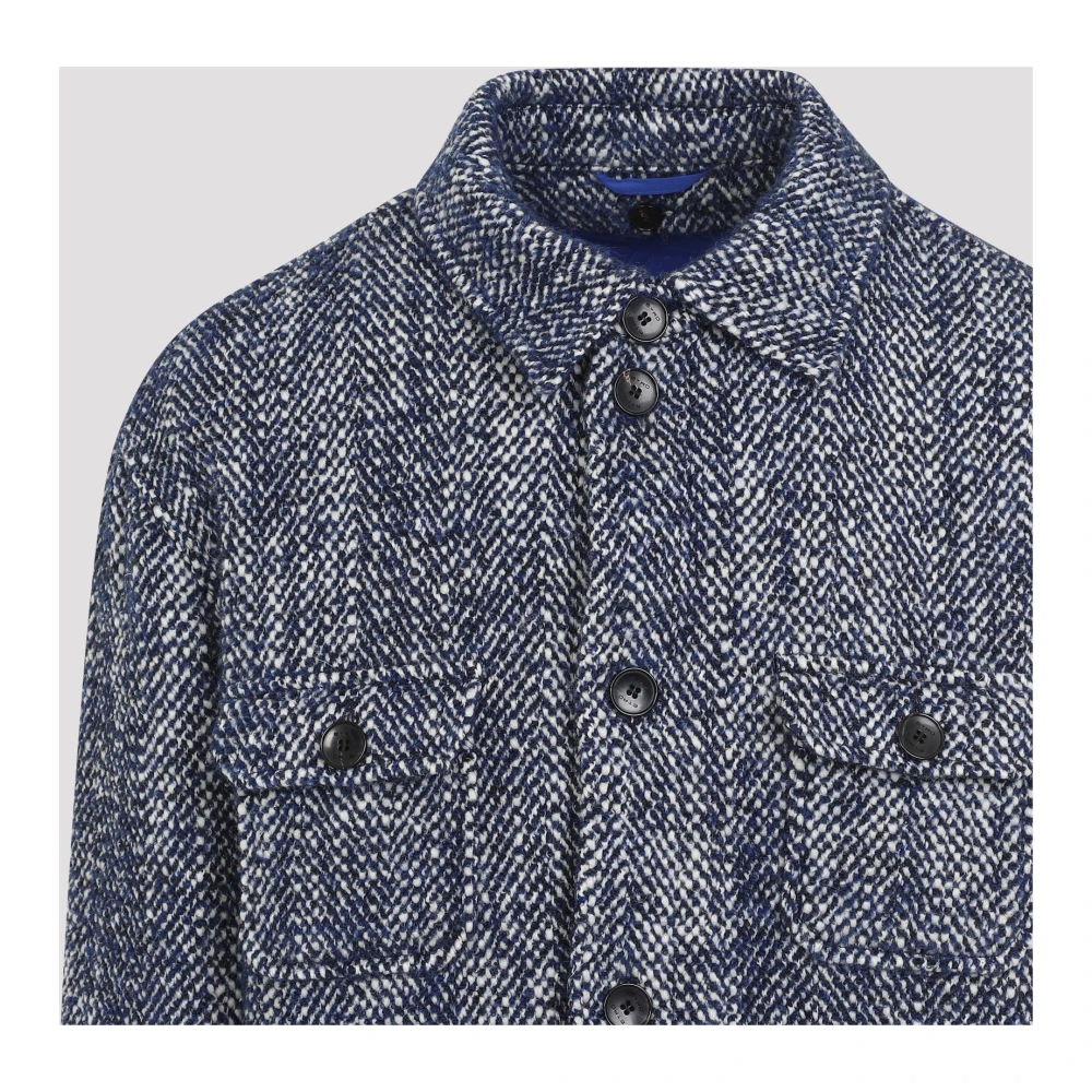 ETRO Blauw Wolblend Overhemd Aw24 Blue Heren