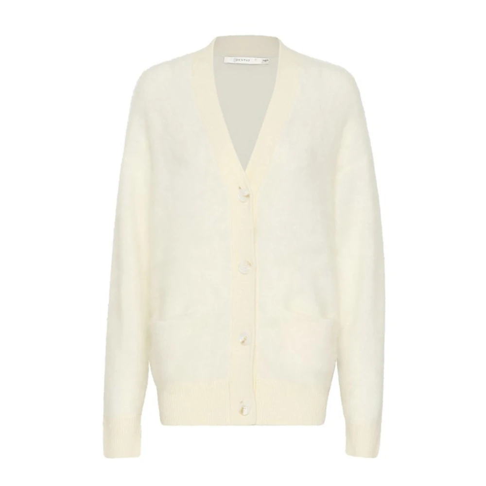 Gestuz Zachte Gebreide Vest met Knopen Beige Dames