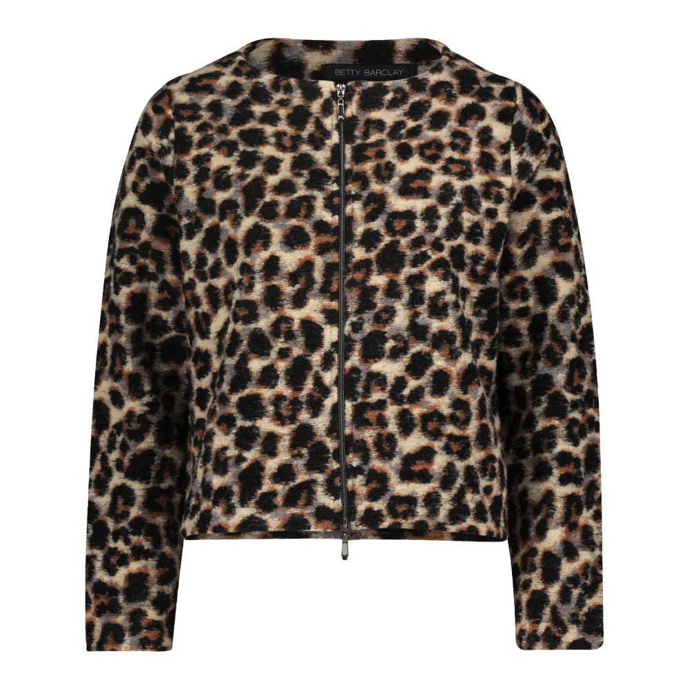 Betty Barclay Dierenprint Wollen Blazer met Rits Brown Dames