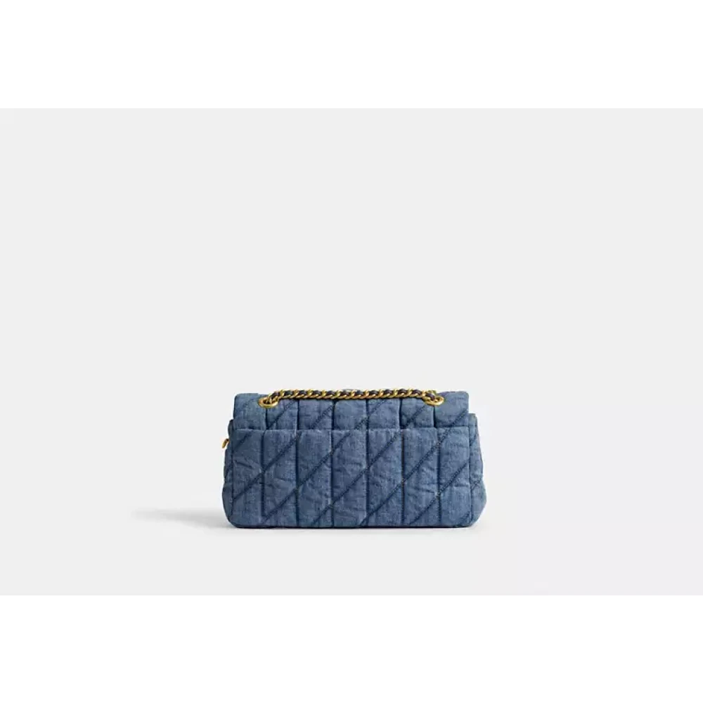 Coach Gewatteerde Denim Tabby Schoudertas Blue Dames