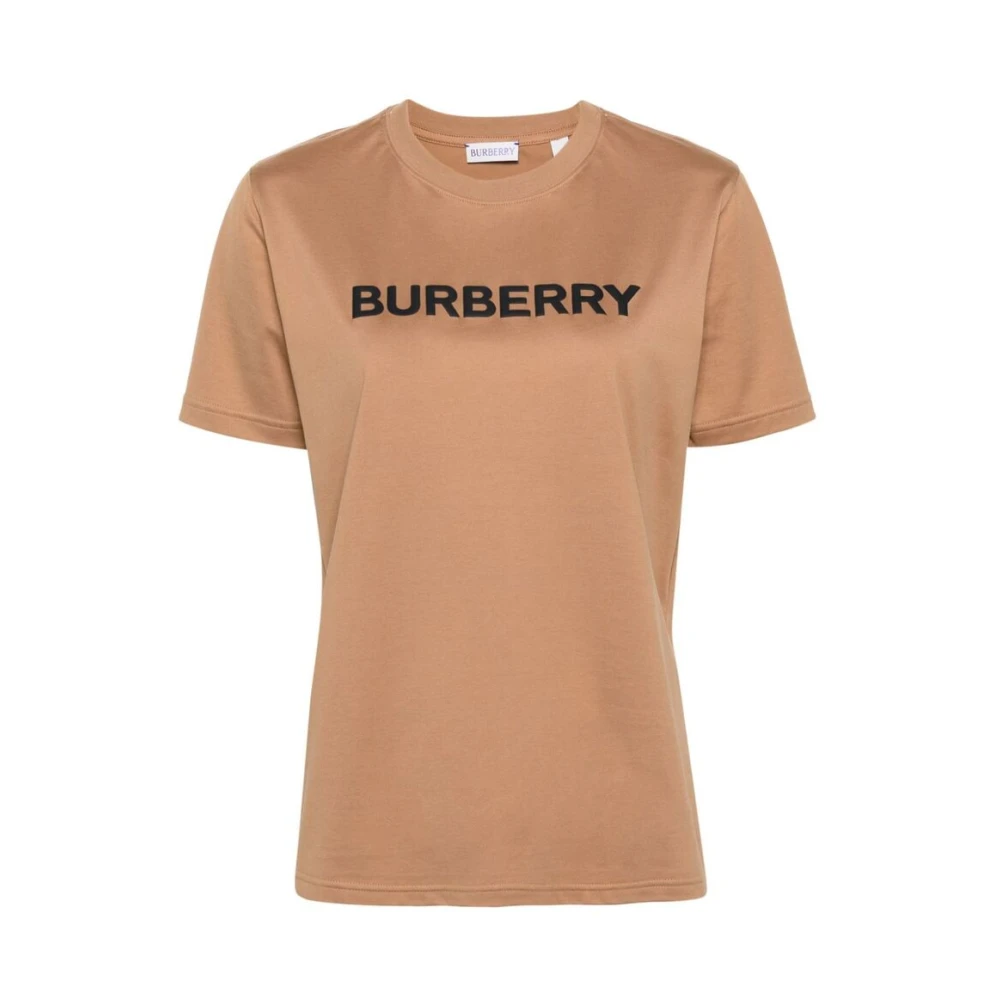 Burberry Karamelbruin Katoenen Logo Print T-shirt Brown Dames