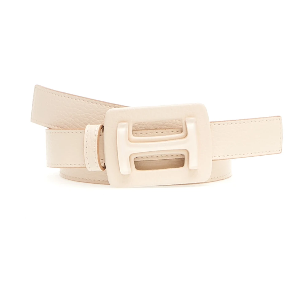 Hogan Witte leren riem met gesp Beige Dames