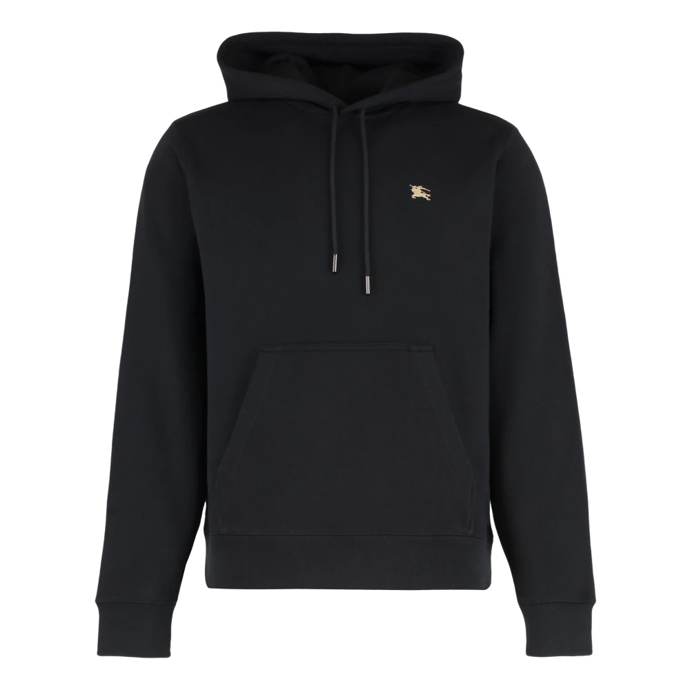Burberry Men's Black Hoodies, S, Logo Cotton Hoodie