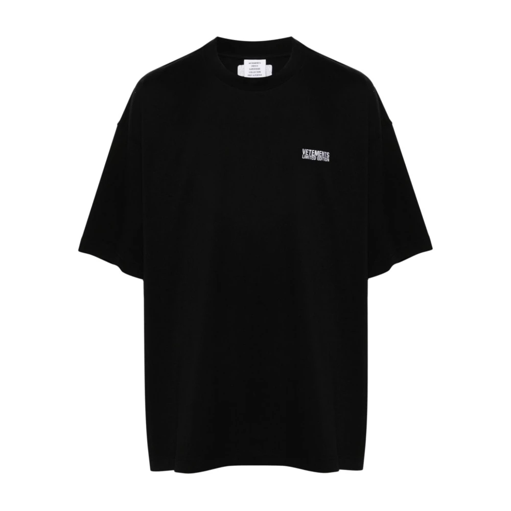 Vetements Zwart T-shirt met geborduurd logo Black Heren
