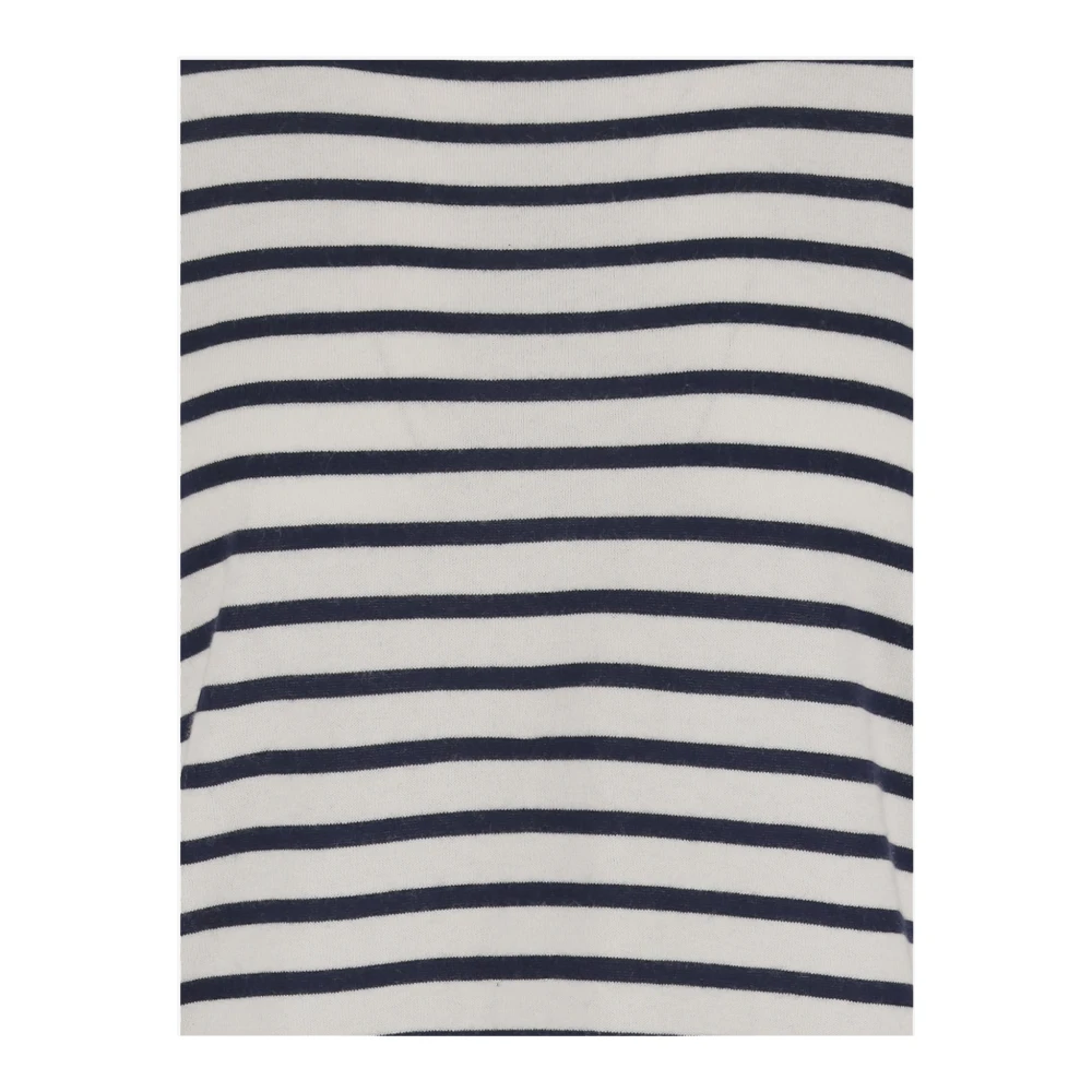 allude Gestreept Crew Neck T-shirt Navy Wit Blue Dames