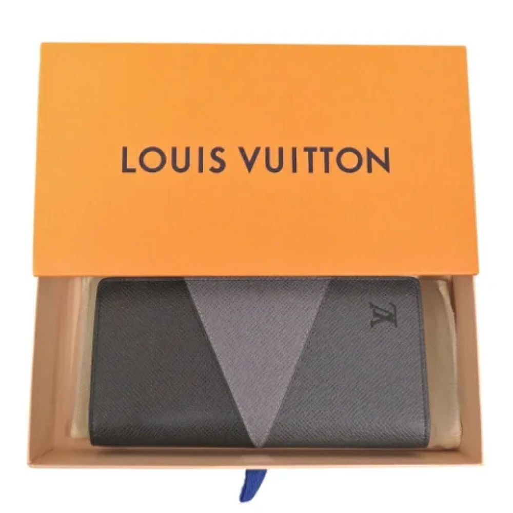 Louis Vuitton Vintage Pre-owned Leather wallets Gray Heren