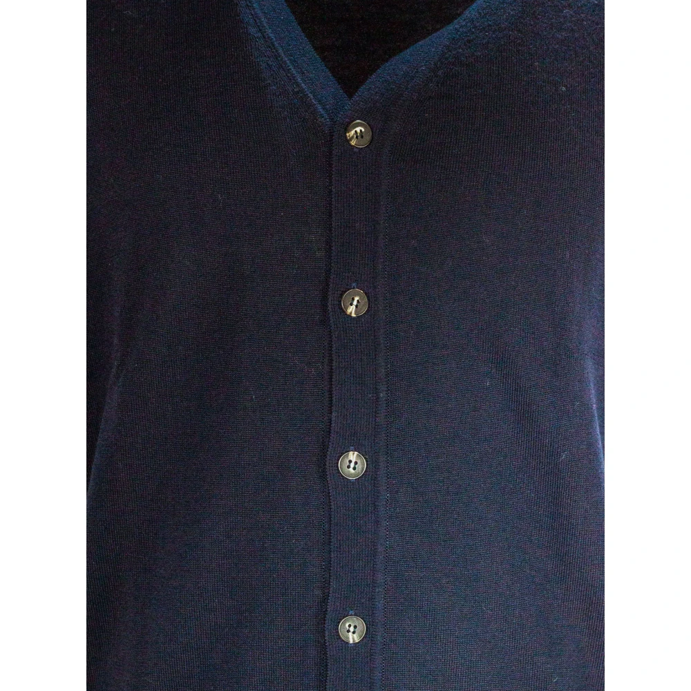 Kangra Blauw Wol V-Hals Mouwloos Vest Blue Heren