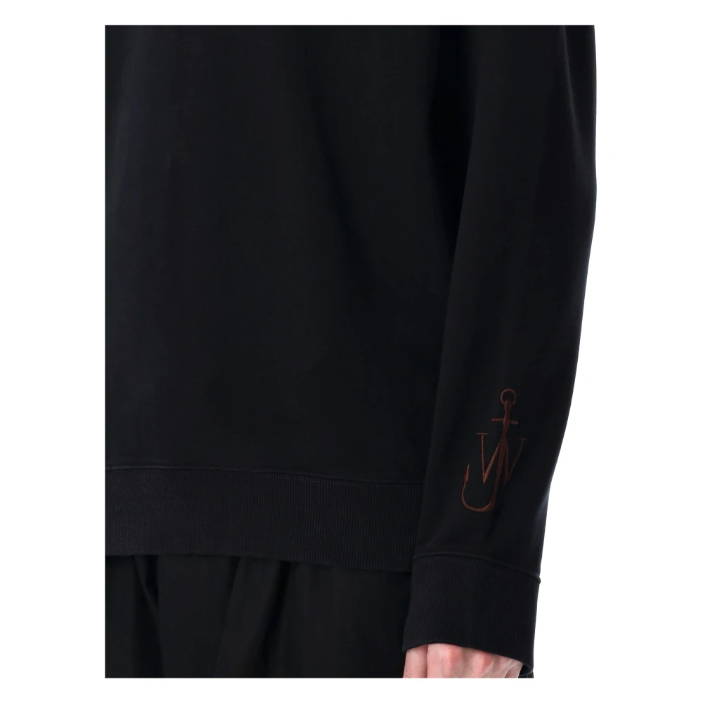 JW Anderson Zwarte Gebreide Half-Zip Sweatshirt Ss25 Black Heren