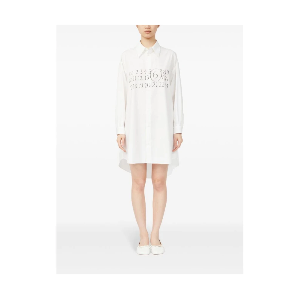 MM6 Maison Margiela Witte Signature Numbers jurk van katoen White Dames