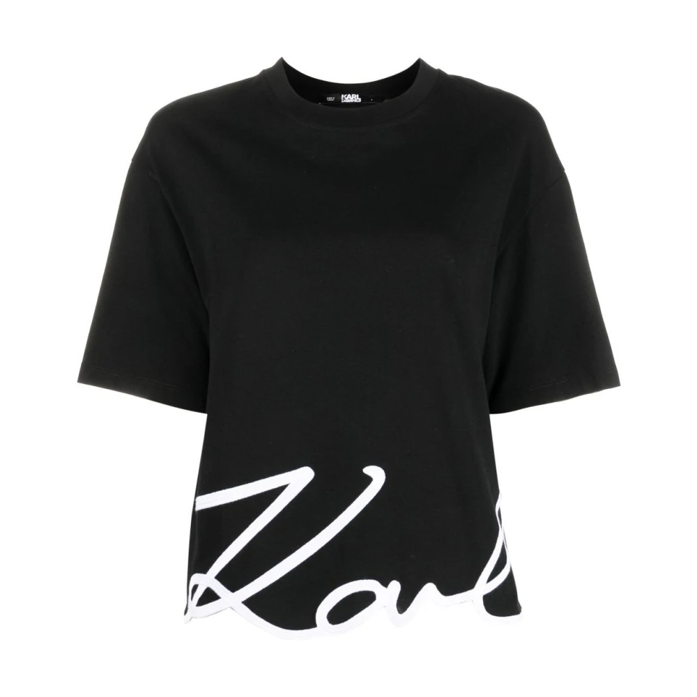 Karl Lagerfeld T-Shirt Karl Signature HEM Zwart Black Dames