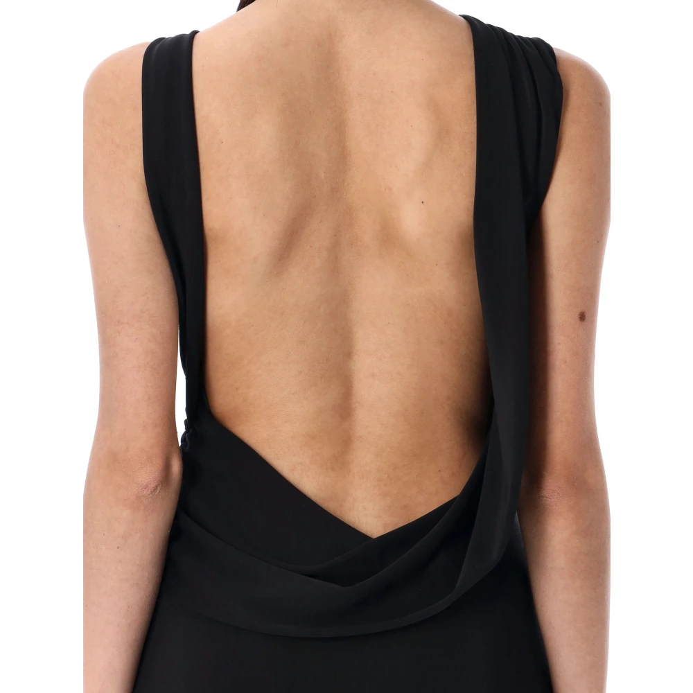 Andamane Zwarte Gedrapeerde Maxi Jurk Black Dames