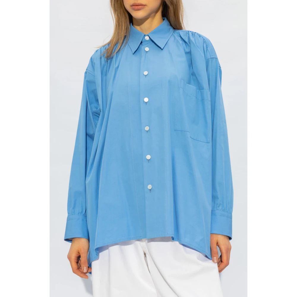 Bottega Veneta Loszittend shirt Blue Dames