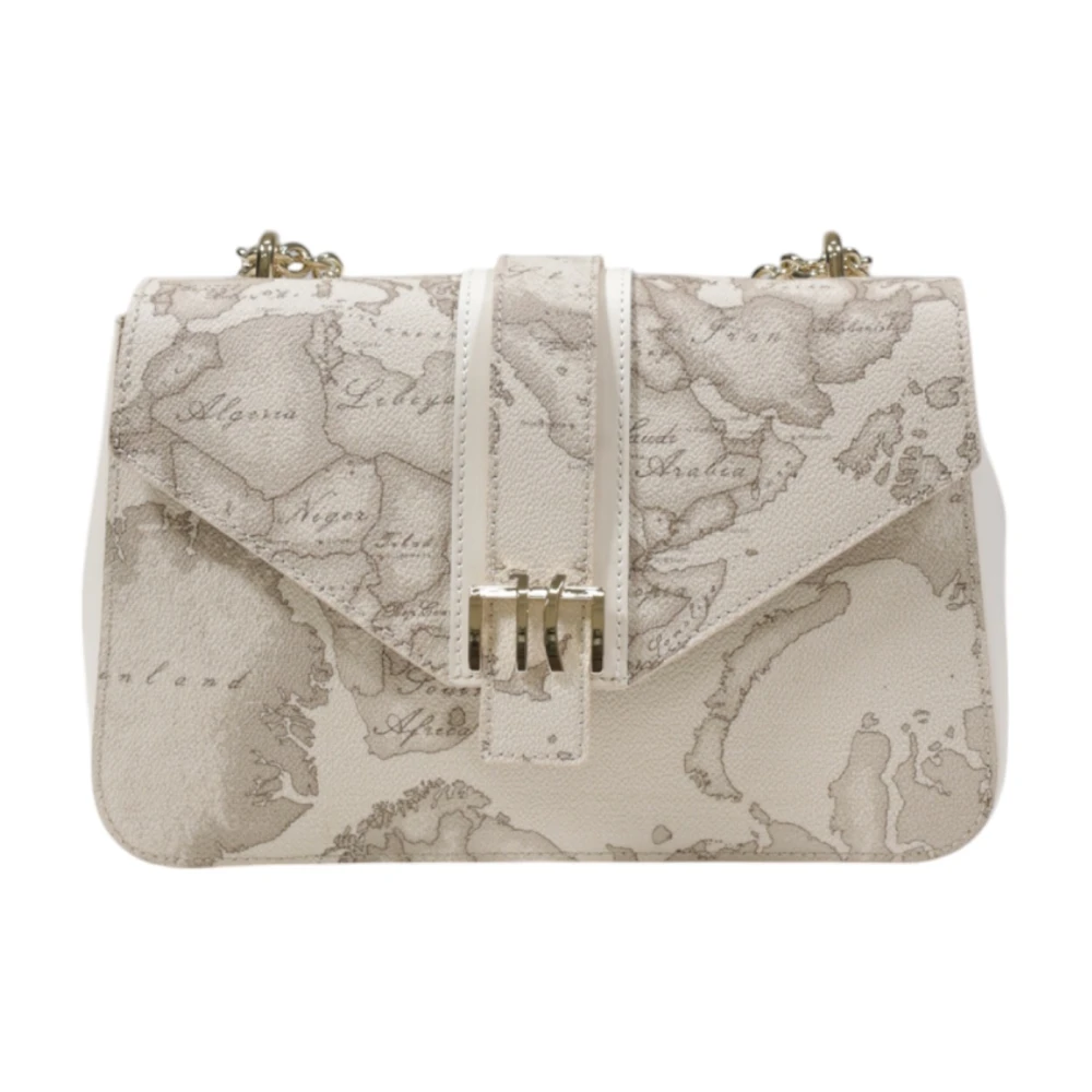 Alviero Martini 1a Classe Stijlvolle Schoudertas met Clip Sluiting Beige Dames