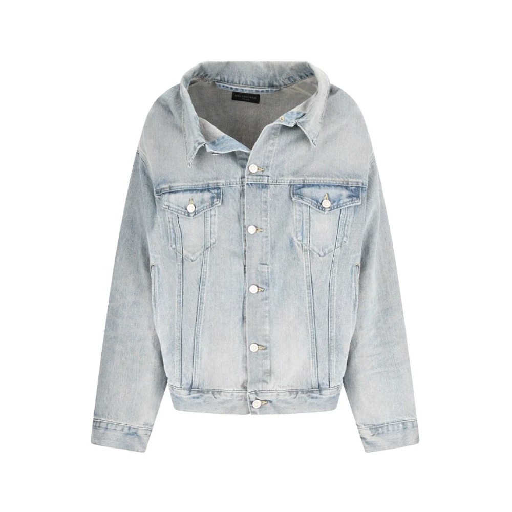 Balenciaga Stylish Off-Shoulder Jacket - Female - Denim Jackets - Blue - Xs - Jackets