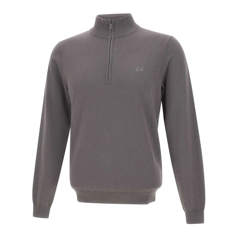 Sun68 Men's Gray Turtlenecks, S, Half Zip Jumper