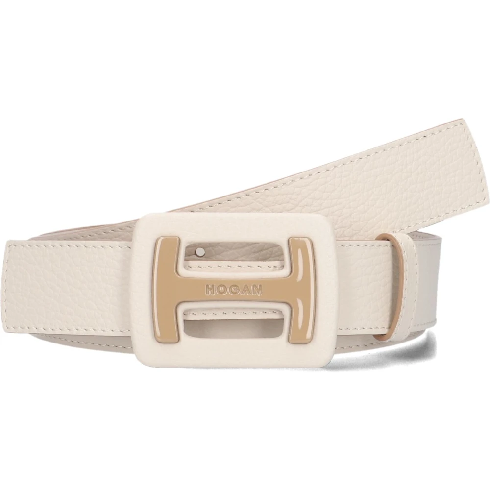 Hogan Witte Leren Riem Mm32 White Dames