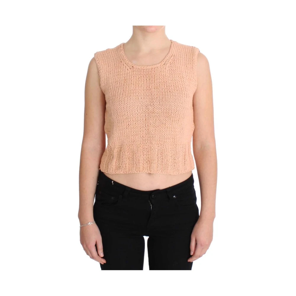 Pink Memories Elegante Roze Gebreide Vest Zonder Mouwen Pink Dames