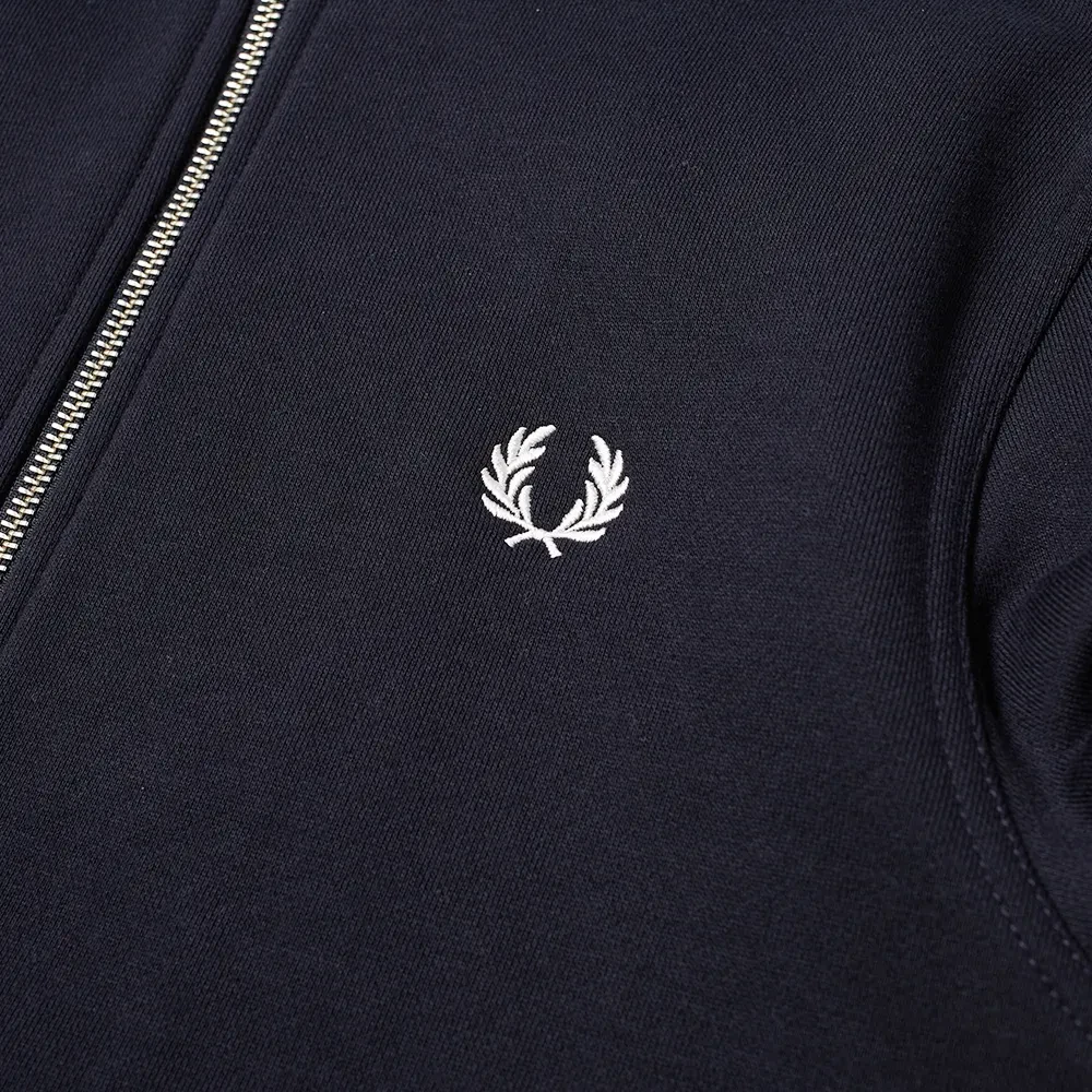 Fred Perry Navy Hooded Sweatshirt met Rits Blue Heren