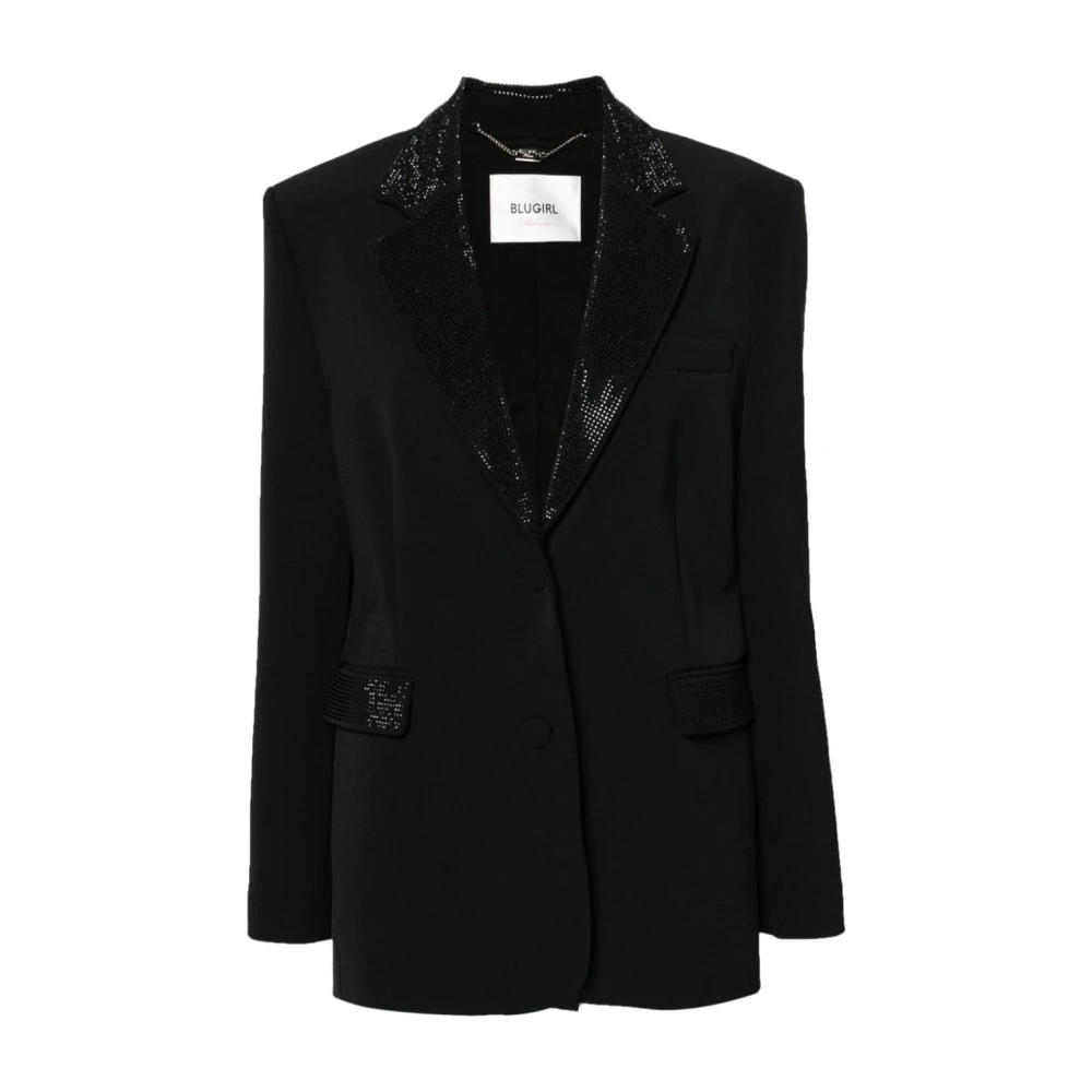 Blugirl Zwarte jas met strass steentjes Black Dames