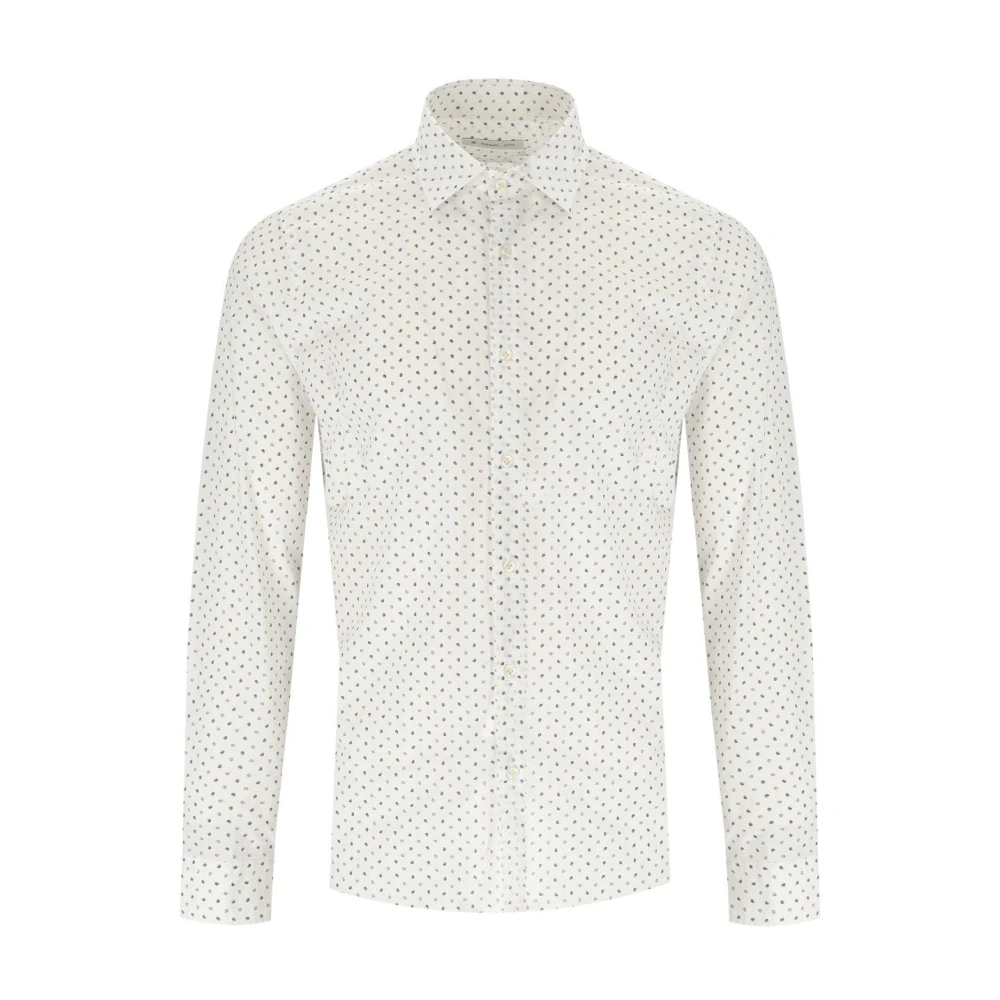 Manuel Ritz Men's White Patterned Cotton Shirt Pink Green