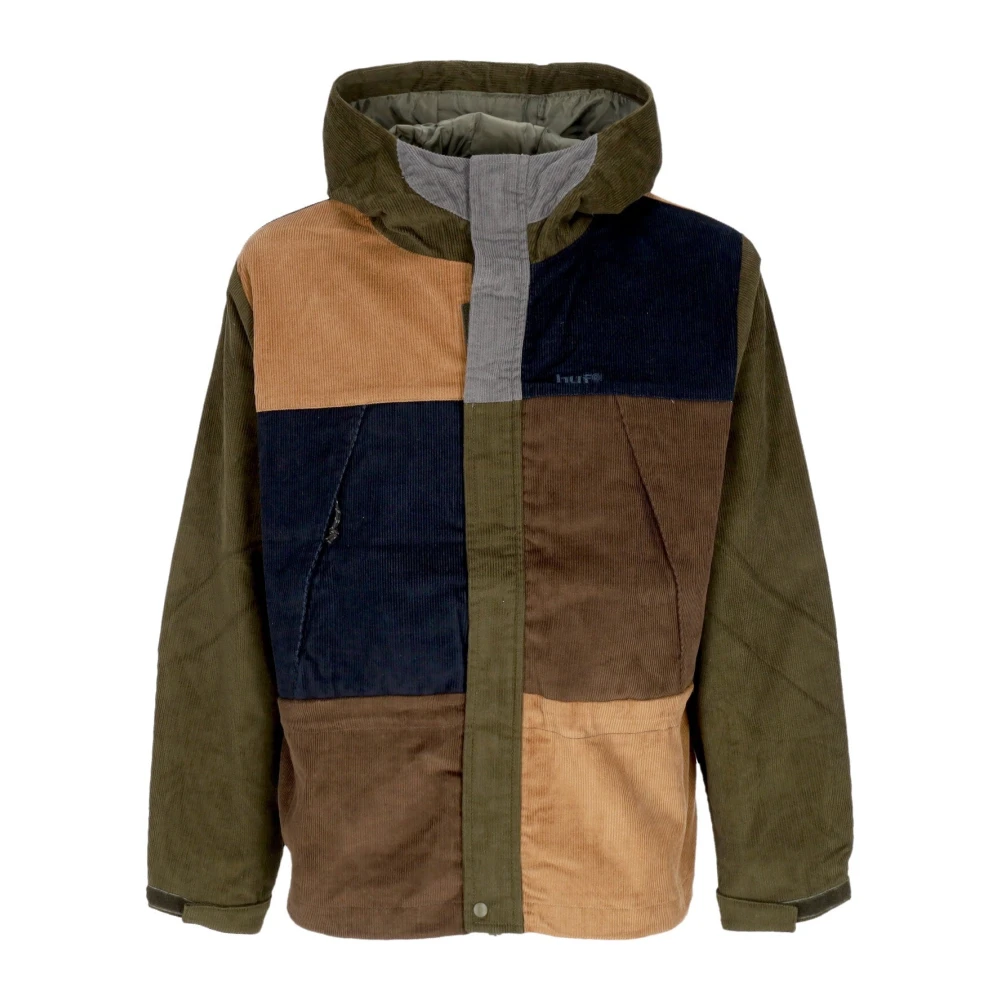 Huf Men's Green Winter Jackets, Xl, Velvet Mountain Jacket With Zip Closure