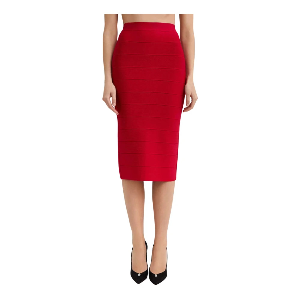 Herve Leger Pencil Skirts Red Dames