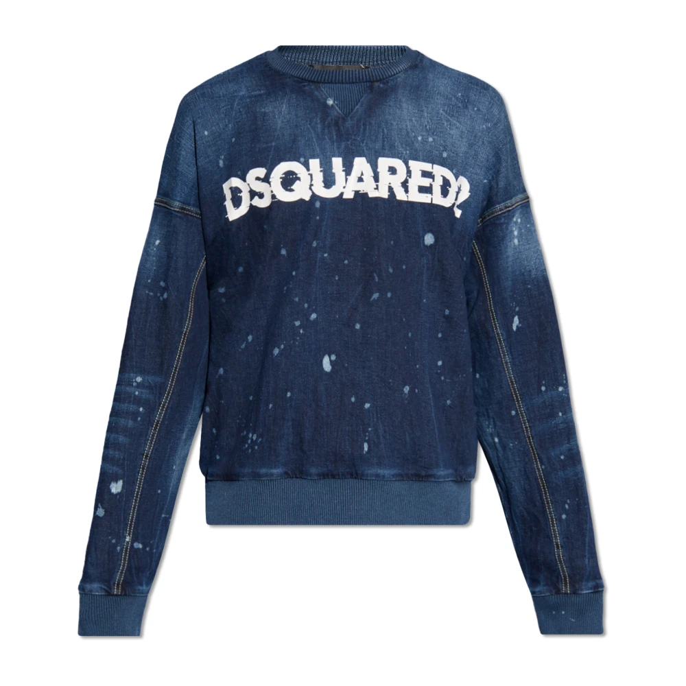 Dsquared2 Denim sweatshirt med logotyp Blue, Herr
