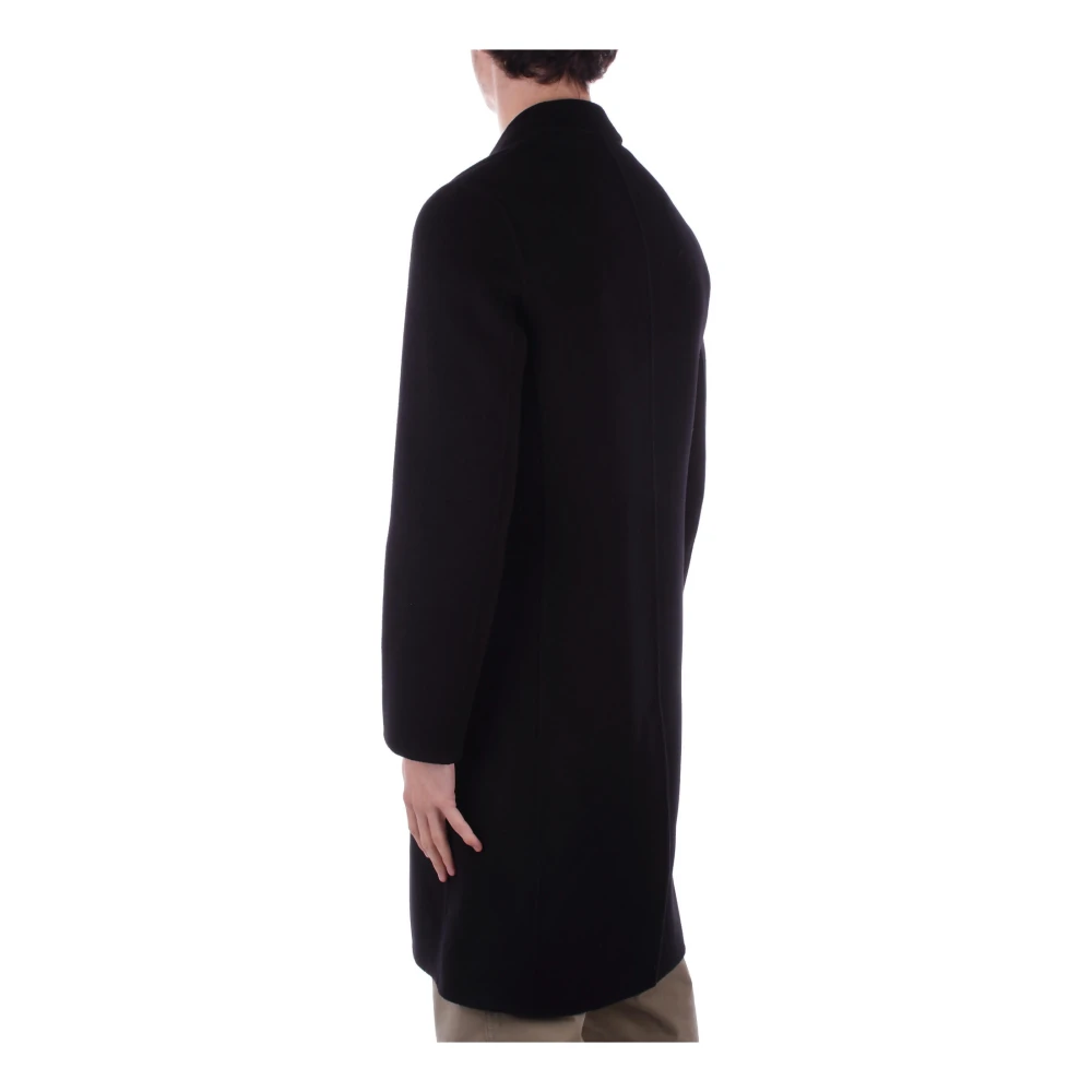 Alpha Studio Zwarte dubbelrijige jas Black Heren