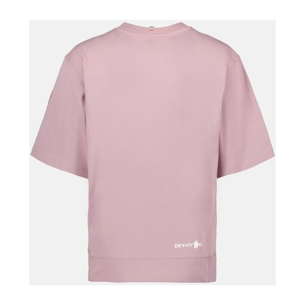 Moncler Logo Oversized Ronde Hals T-shirt Pink Dames